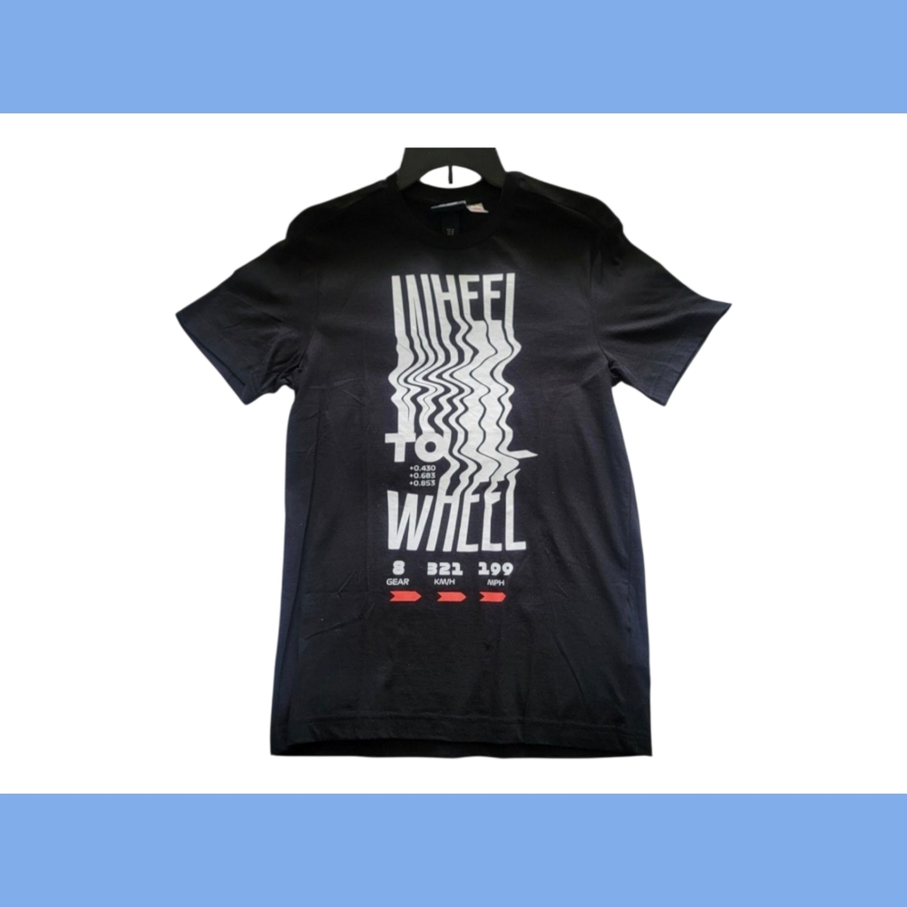 H&M Black Wheel Graphic Tee New